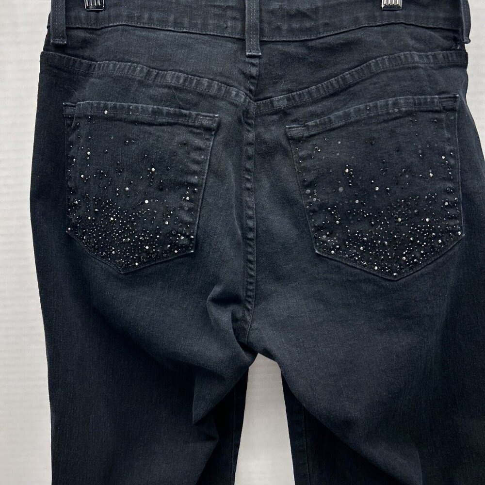 NYDJ Women's Black Original Slimming Fit Bootcut Rhinestones Back Pocket Size 6P - Picture 4 of 8